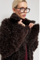 Curly double-sided chocolate-colored sheepskin coat made of natural sheepskin